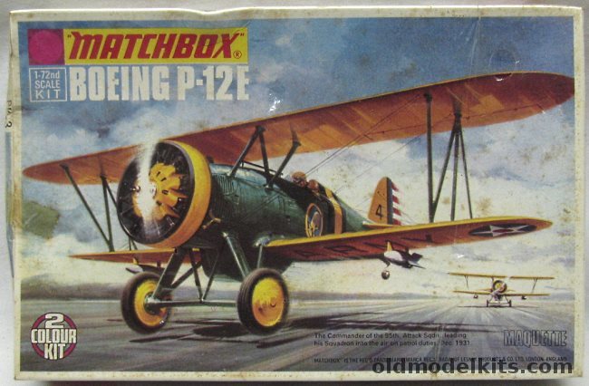 Matchbox 1/72 Boeing P-12E - US Army 95th Attack Sq or 27th Pursuit Sq 1st Pursuit Group, PK3 plastic model kit